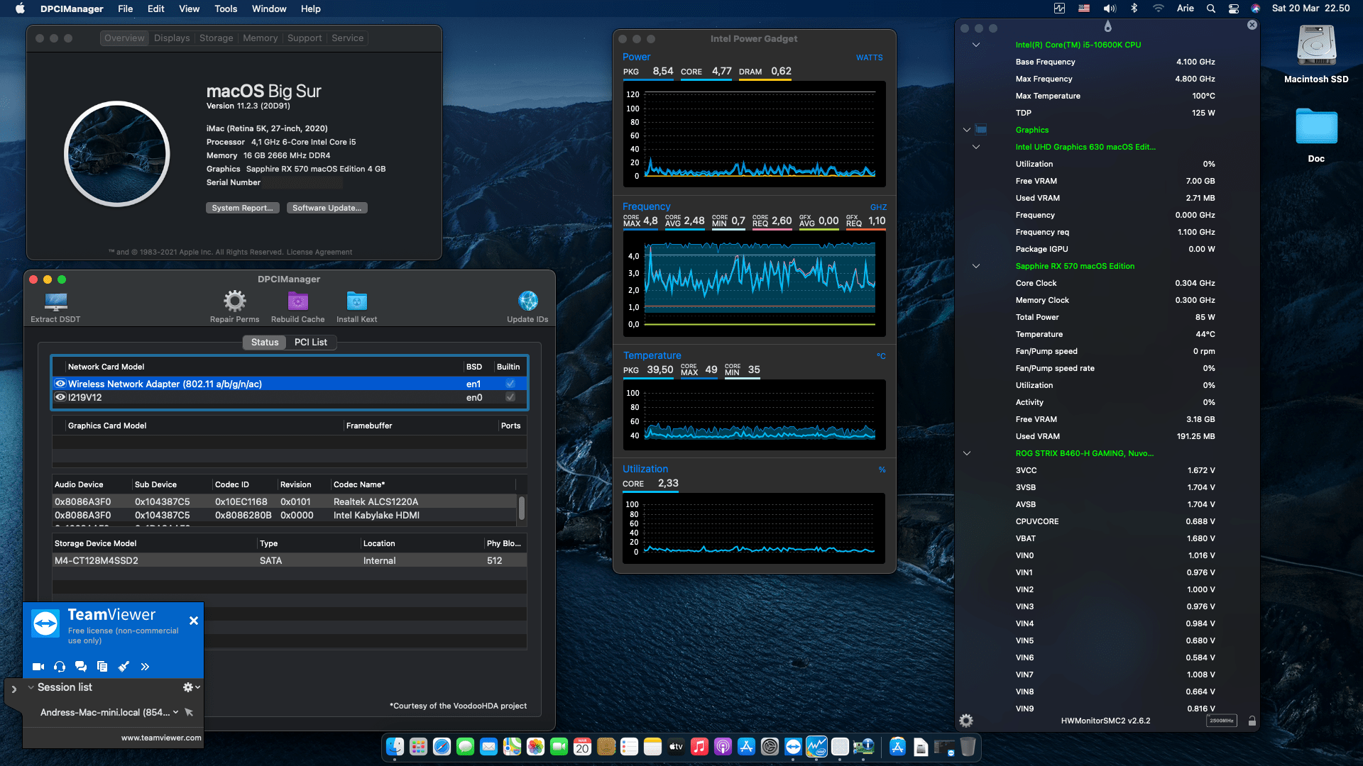 Success Hackintosh macOS Big Sur 11.2.3 Build 20D91 in Asus ROG Strix B460 H Gaming + Intel Core i5 10500K + Sapphire RX 570